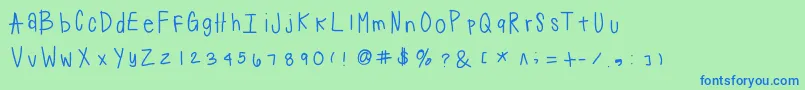 Suji Font – Blue Fonts on Green Background