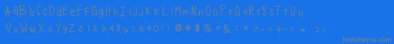 Suji-fontti – harmaat kirjasimet sinisellä taustalla