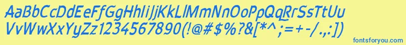 Saiba mais sobre a fonte Wavebi Fonte Wavebi – fontes azuis em um fundo amarelo