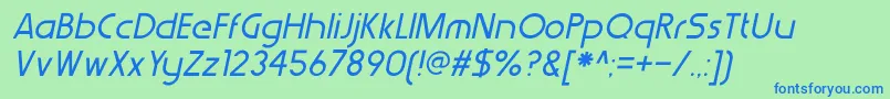 Шрифт WerkhausItalic – синие шрифты на зелёном фоне