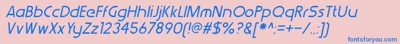 WerkhausItalic-fontti – siniset fontit vaaleanpunaisella taustalla