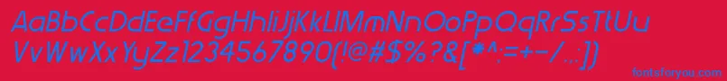 Fonte WerkhausItalic – fontes azuis em um fundo vermelho
