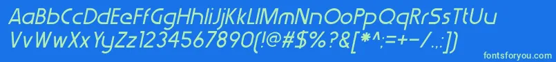WerkhausItalic-Schriftart – Grüne Schriften auf blauem Hintergrund