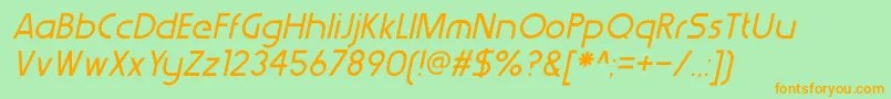 Fonte WerkhausItalic – fontes laranjas em um fundo verde