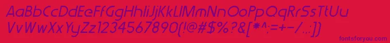 Fonte WerkhausItalic – fontes roxas em um fundo vermelho