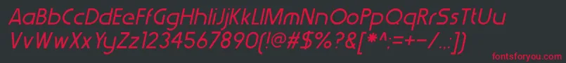 フォントWerkhausItalic – 黒い背景に赤い文字