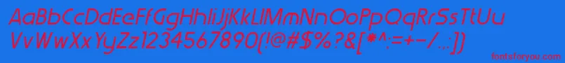 WerkhausItalic Font – Red Fonts on Blue Background