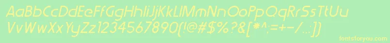 Fonte WerkhausItalic – fontes amarelas em um fundo verde