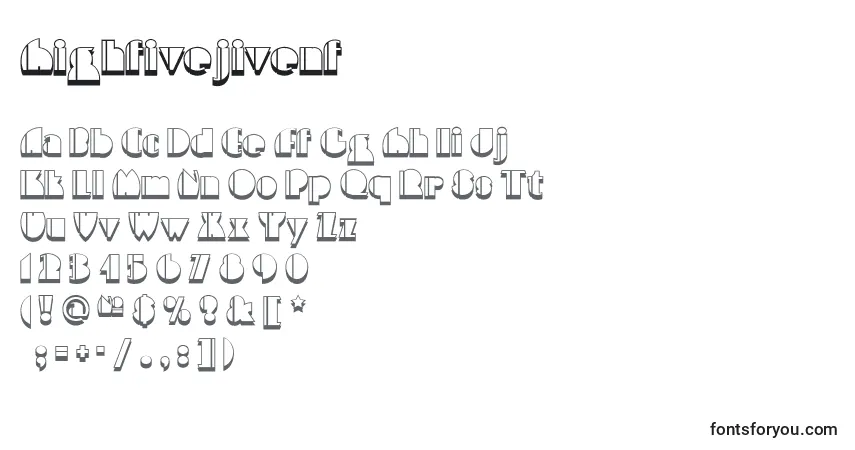 Czcionka Highfivejivenf – alfabet, cyfry, specjalne znaki