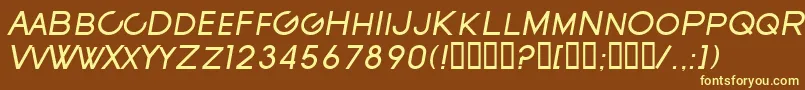 SfNewRepublicScItalic Font – Yellow Fonts on Brown Background