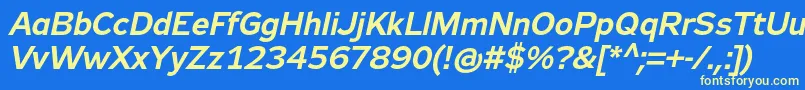 Zeppelin33Italic-Schriftart – Gelbe Schriften auf blauem Hintergrund