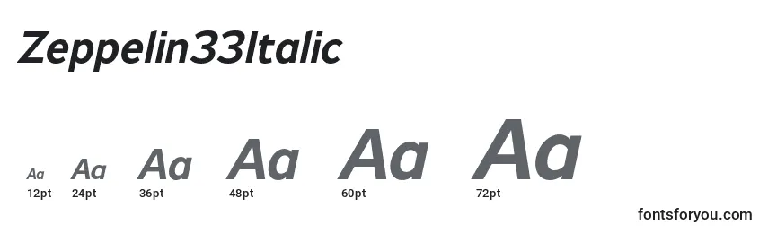 Zeppelin33Italic font sizes