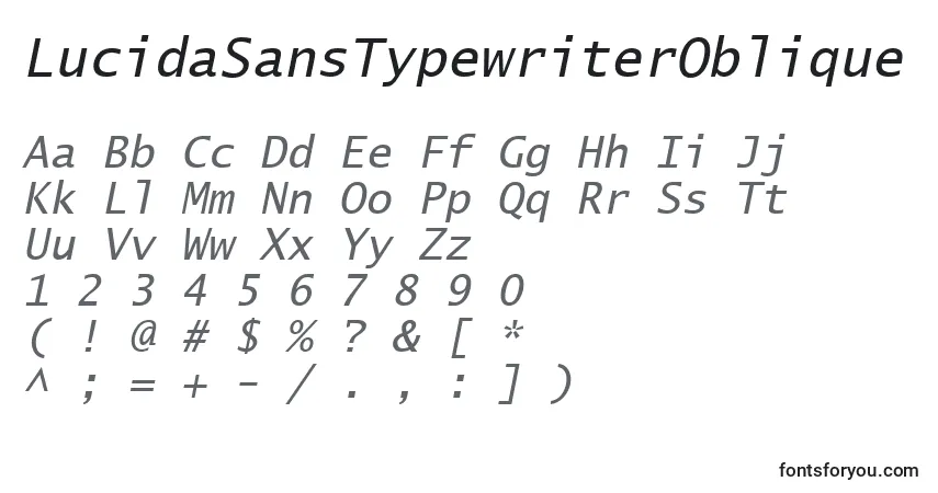 Шрифт LucidaSansTypewriterOblique – алфавит, цифры, специальные символы