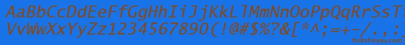 Czcionka LucidaSansTypewriterOblique – brązowe czcionki na niebieskim tle