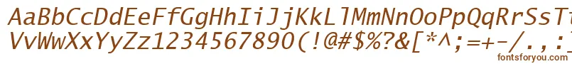 LucidaSansTypewriterOblique-fontti – ruskeat fontit valkoisella taustalla