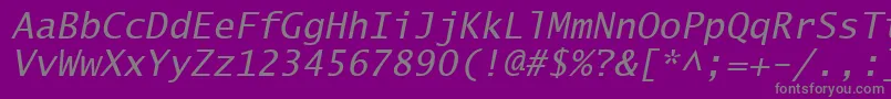 フォントLucidaSansTypewriterOblique – 紫の背景に灰色の文字