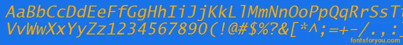 フォントLucidaSansTypewriterOblique – オレンジ色の文字が青い背景にあります。