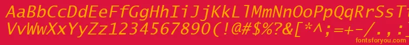 Шрифт LucidaSansTypewriterOblique – оранжевые шрифты на красном фоне