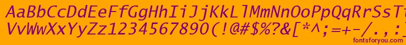 Шрифт LucidaSansTypewriterOblique – фиолетовые шрифты на оранжевом фоне