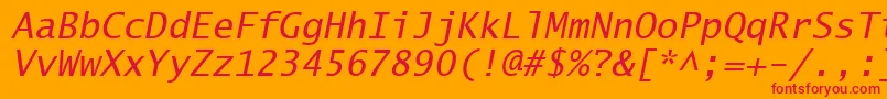 フォントLucidaSansTypewriterOblique – オレンジの背景に赤い文字