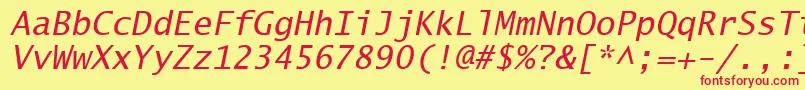 Czcionka LucidaSansTypewriterOblique – czerwone czcionki na żółtym tle