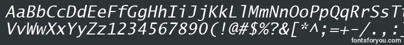 フォントLucidaSansTypewriterOblique – 黒い背景に白い文字