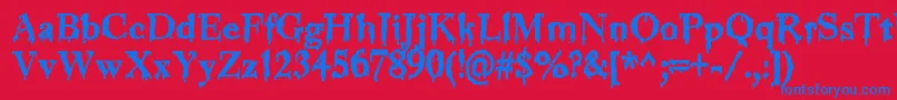 フォントJinkeez – 赤い背景に青い文字