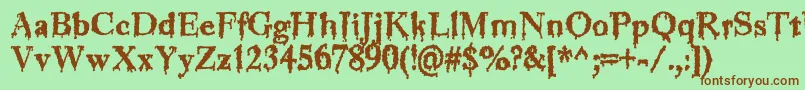 Jinkeez-Schriftart – Braune Schriften auf grünem Hintergrund