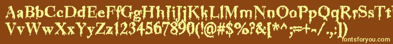 Jinkeez-fontti – keltaiset fontit ruskealla taustalla