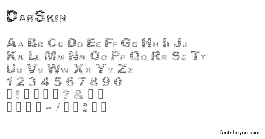 A fonte DarSkin – alfabeto, números, caracteres especiais