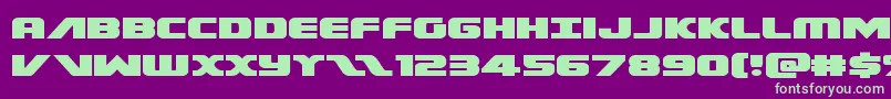 フォントFederalescortexpand – 紫の背景に緑のフォント