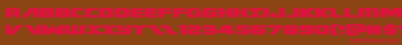 フォントFederalescortexpand – 赤い文字が茶色の背景にあります。