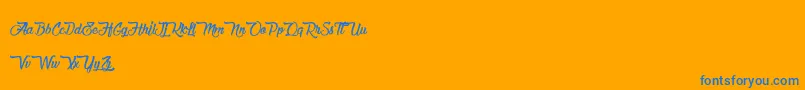 ChocolateAndDelight-Schriftart – Blaue Schriften auf orangefarbenem Hintergrund