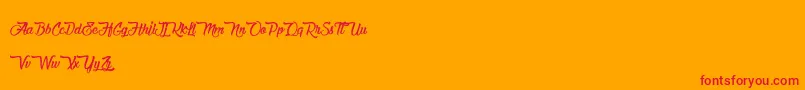 Fonte ChocolateAndDelight – fontes vermelhas em um fundo laranja