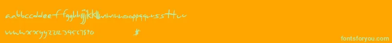 Seasonfourteen-Schriftart – Grüne Schriften auf orangefarbenem Hintergrund