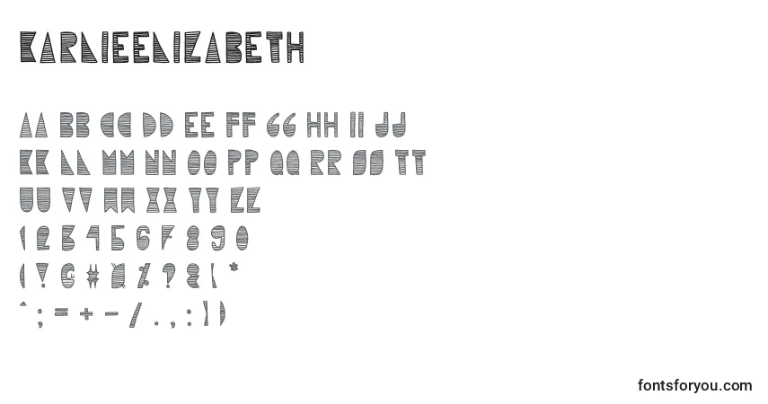 Czcionka Karlieelizabeth – alfabet, cyfry, specjalne znaki