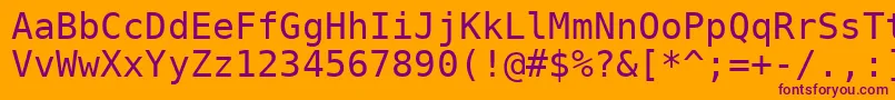 Dejavu-Schriftart – Violette Schriften auf orangefarbenem Hintergrund
