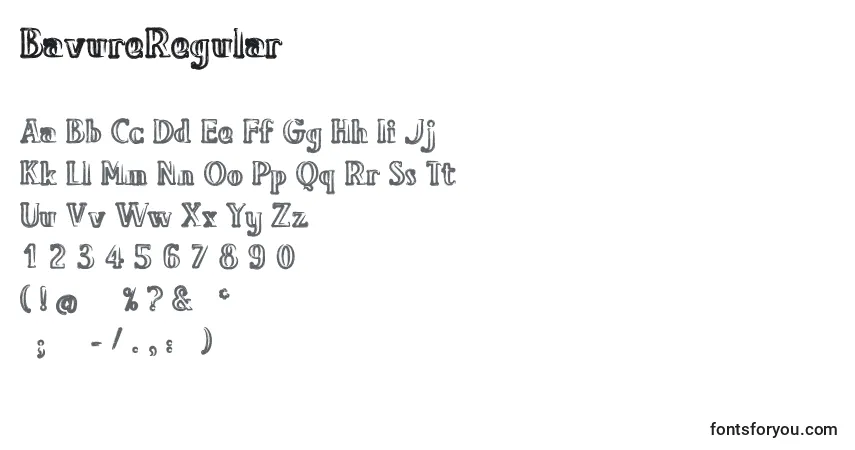 Schriftart BavureRegular – Alphabet, Zahlen, spezielle Symbole