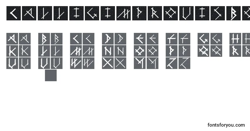 Czcionka CalligimprovisBoldplus – alfabet, cyfry, specjalne znaki
