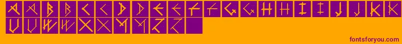 CalligimprovisBoldplus-Schriftart – Violette Schriften auf orangefarbenem Hintergrund
