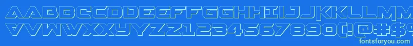 Gemina23D Font – Green Fonts on Blue Background