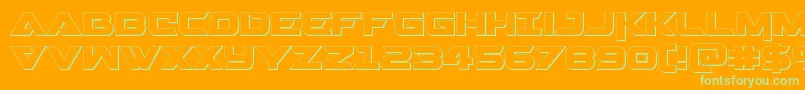 Gemina23D-fontti – vihreät fontit oranssilla taustalla