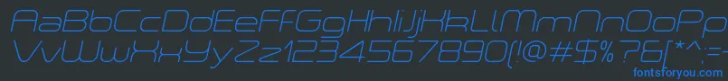 ASpaceThinItalicDemo Font – Blue Fonts on Black Background