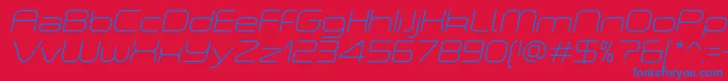 Шрифт ASpaceThinItalicDemo – синие шрифты на красном фоне