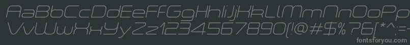 フォントASpaceThinItalicDemo – 黒い背景に灰色の文字