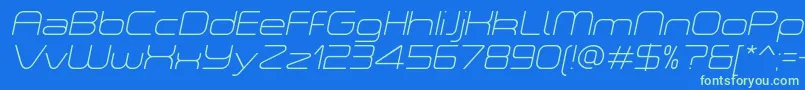 ASpaceThinItalicDemo Font – Green Fonts on Blue Background