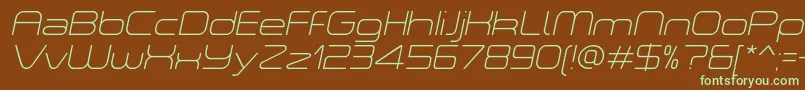 ASpaceThinItalicDemo Font – Green Fonts on Brown Background