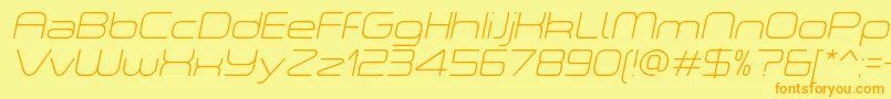 ASpaceThinItalicDemo-Schriftart – Orangefarbene Schriften auf gelbem Hintergrund