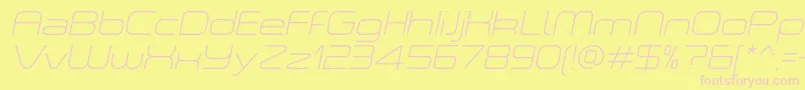 ASpaceThinItalicDemo-fontti – vaaleanpunaiset fontit keltaisella taustalla
