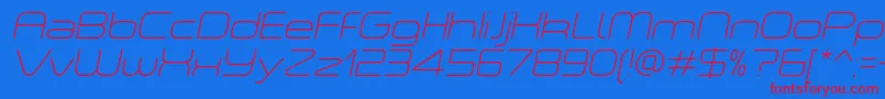 ASpaceThinItalicDemo Font – Red Fonts on Blue Background